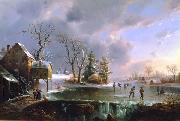Regis-Francois Gignoux Skating by the Mill oil painting reproduction